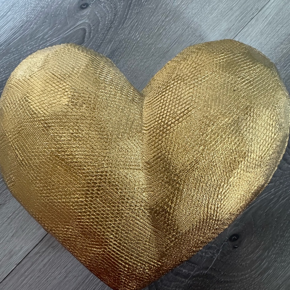 Champagne Gold Heart-Shaped Decorative Sculpture - Picture 2 of 6
